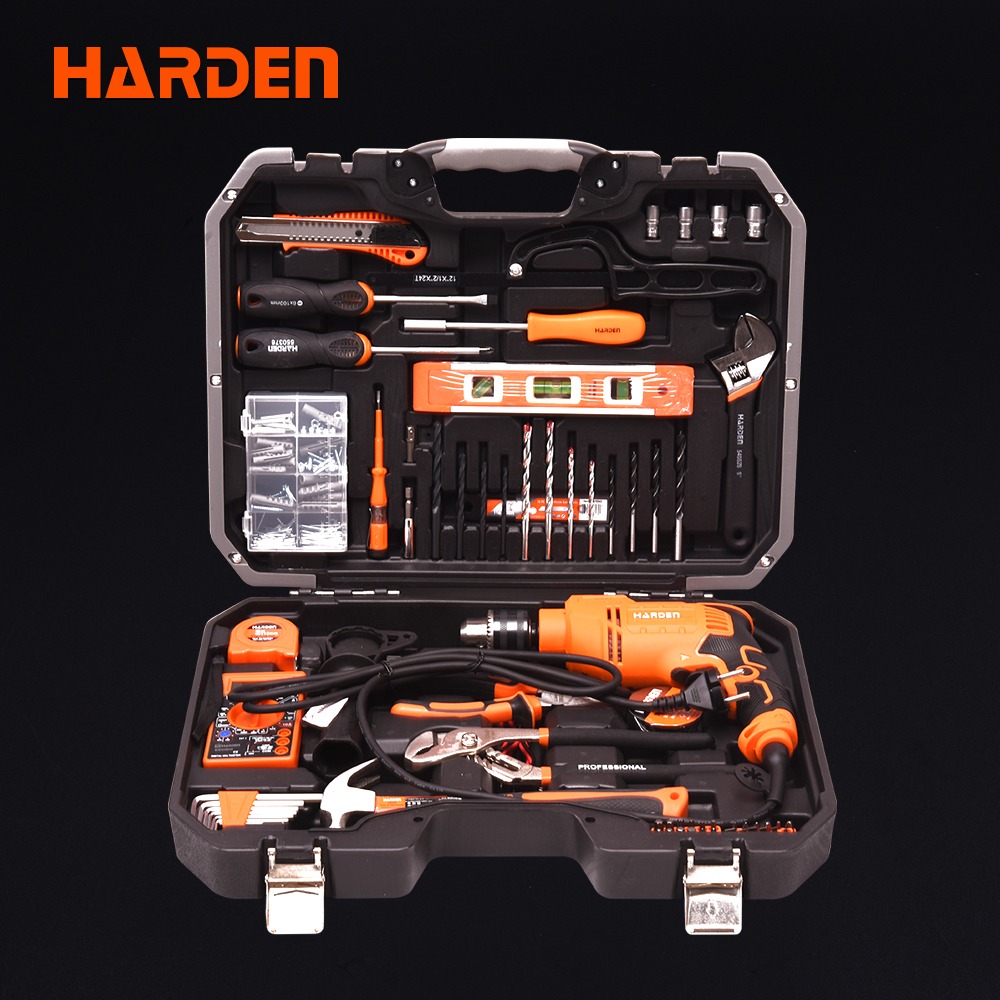 HARDEN 510875 75pcs Multi-functional Impact Drill Set profesional con caja de herramientas y taladro de 550W.