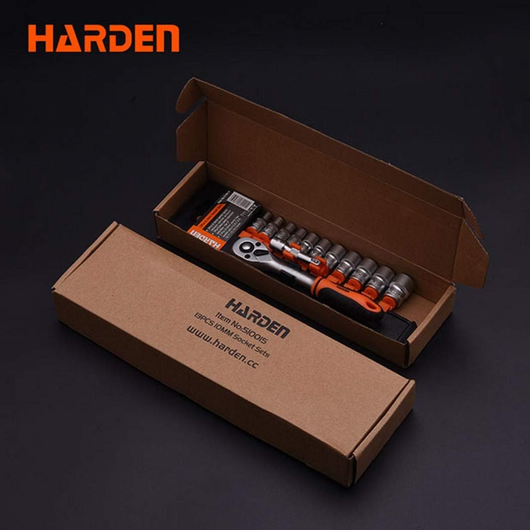 Set de Dados HARDEN 510013 de 13 piezas 1/4" para reparaciones de motos y trabajos de precisión en Cromo Vanadio.