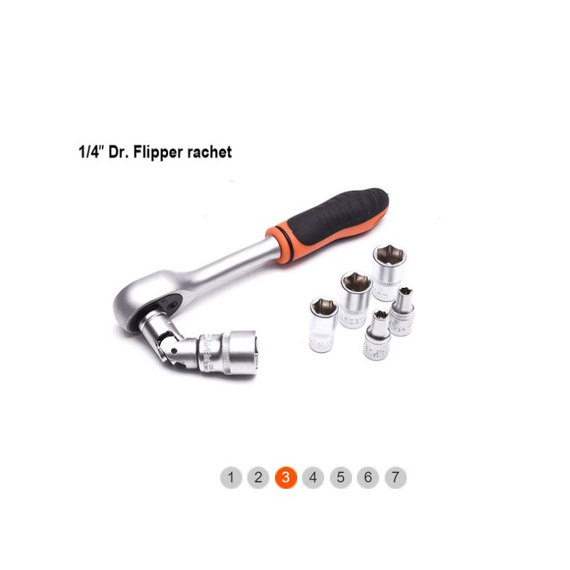 Juego profesional de vasos con carraca Harden 510346 – 46 piezas ¼″ - Imagen 3